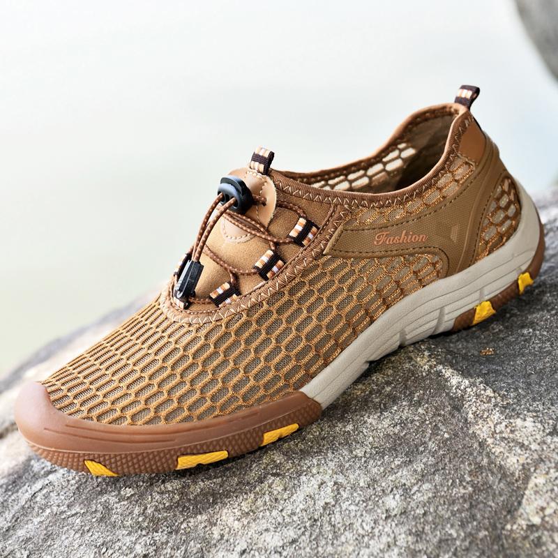 

Модная мужская обувь ручной работы для ходьбы, удобная, нескользящая, повседневная обувь для мужчин, кроссовки для путешествий на открытом воздухе, мужские лоферы с перфорацией, новые балетки 38 коричневый