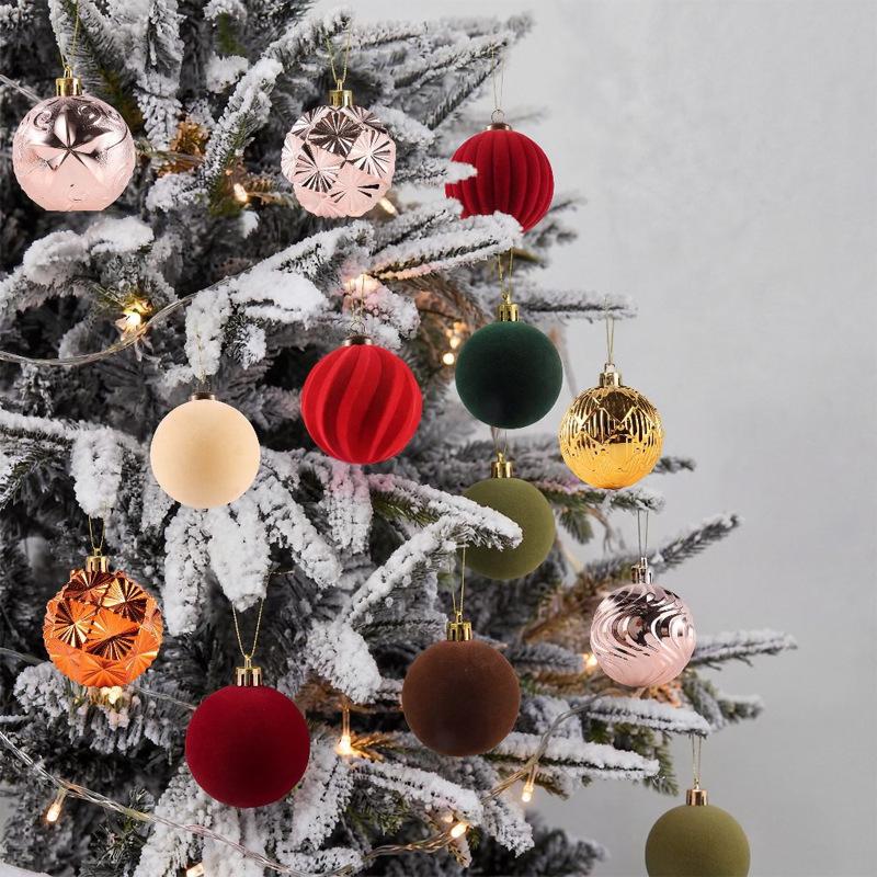 Festive Christmas Tree Ornaments: Colored Balls and Charms for a Magical Holiday Scene