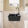 Wall-Mounted Sink, Black Small Basin, PP Utility Sink for Laundry Room, Garage, Kitchen, Modern Style Sink, 20.08x17.52x9.45in