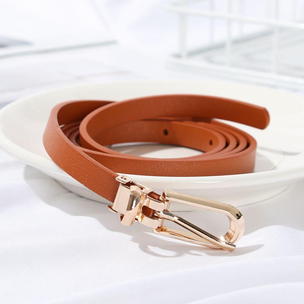 Fashion Graceful Candy Color Faux Leather Belts Adjustable Belt Dress Strap Thin Skinny Waistband