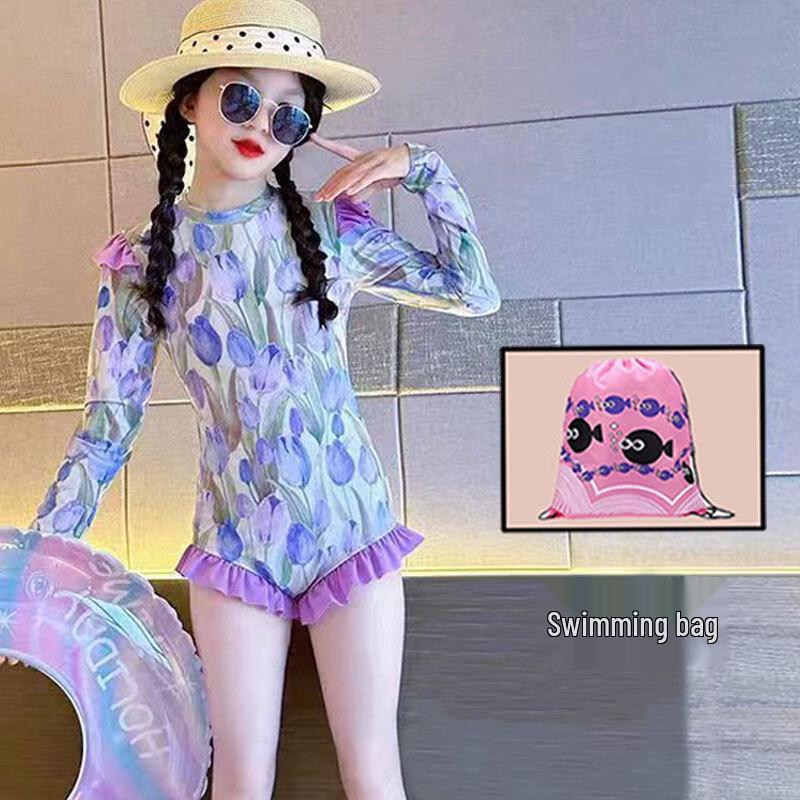 Junwen Girls  Long-Sleeved Summer Swimsuit