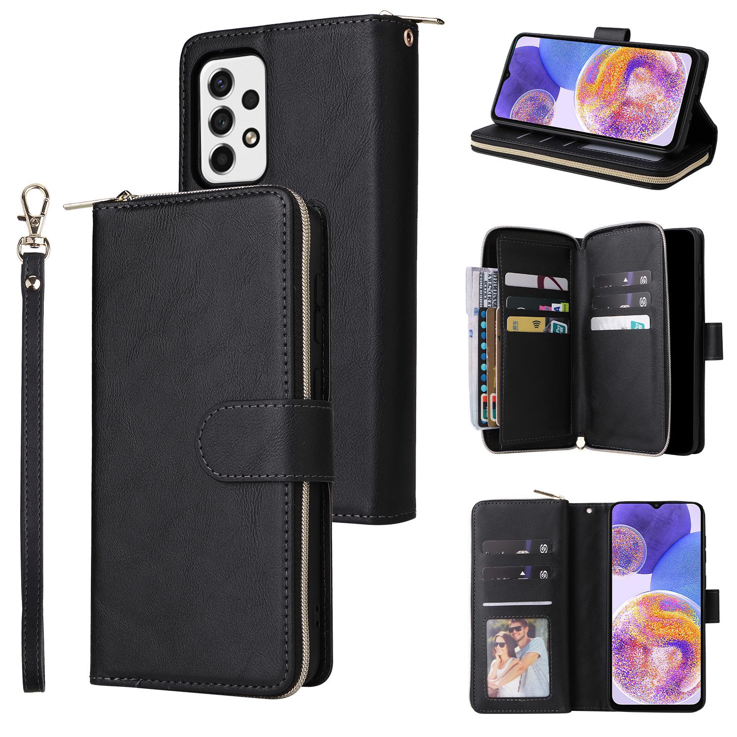 

For Samsung Galaxy A23 4G/M23 5G/A23 5G (Global Version) Case Card Slots Leather Phone Cover Black