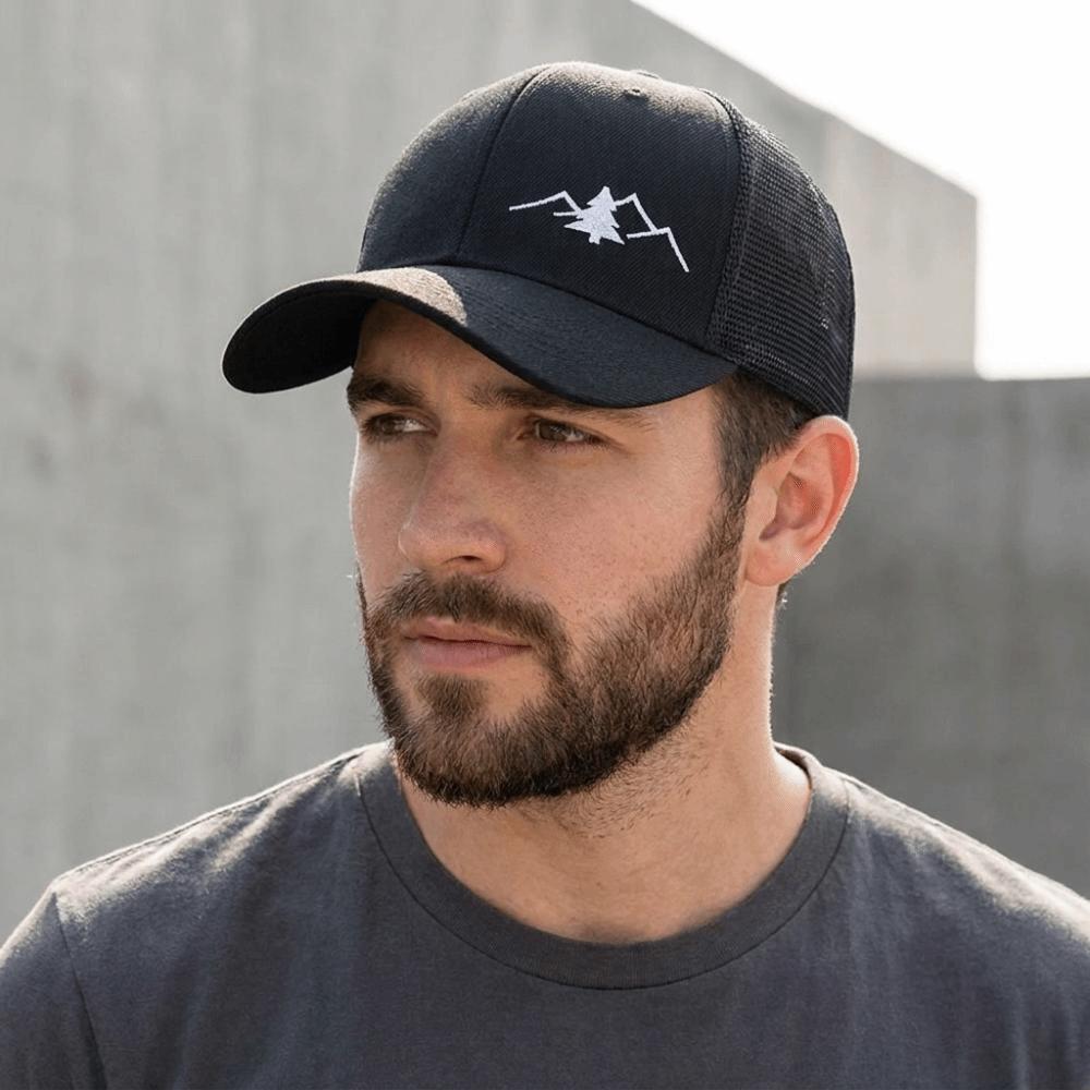 Breathable Quick-Drying Baseball Cap Wide Brim Mountain Embroidery Mesh Duckbill Cap Cotton Sun Protection Trucker Hat Hip Hop