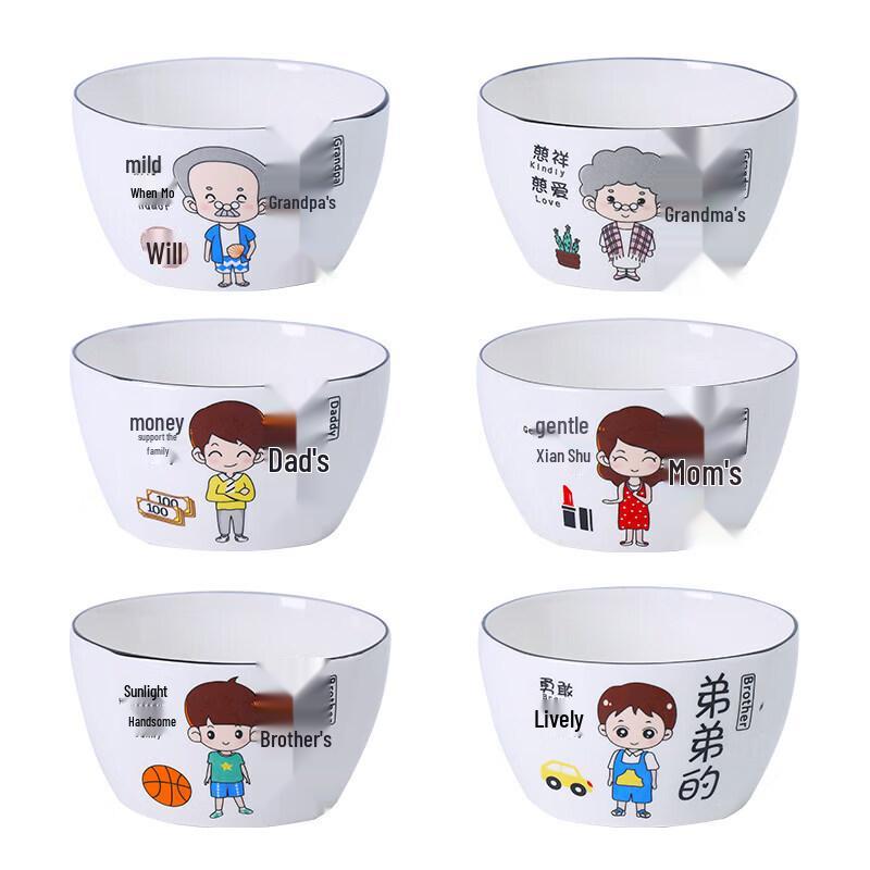 Creative Family Cartoon Ceramic Bowl Set