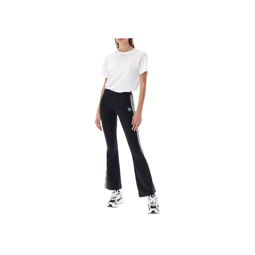 adidas Originals Logo Striped Elastic Casual Pants Women Bottoms Black HM2139