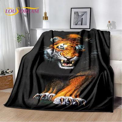 Tiertier-Tiger, Säbelzahn-Cartoon, weiche Plüschdecke, Flanelldecke, Überwurfdecke für Wohnzimmer, Schlafzimmer, Bett, Sofa, Picknick
