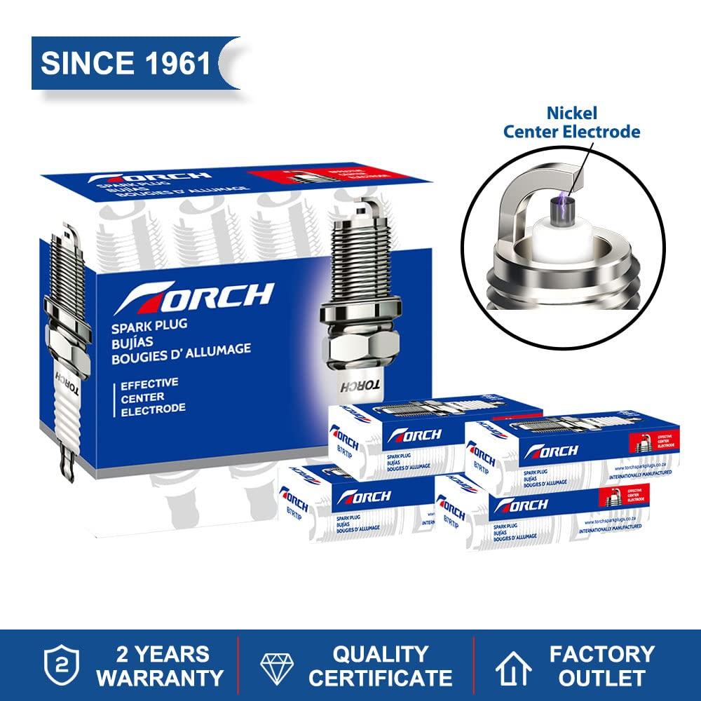 4pcs TORCH F5TC Generic Plug (Integrated Terminal) Replacement NGK [2140] BP5ES Spark Plug, CHAMPION
