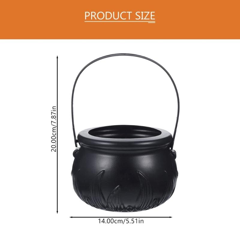 1PC Witches Halloween Decorations Cauldron Basket Trick Treat Kettle Candy Bowl Bucket Plastic Pot Child