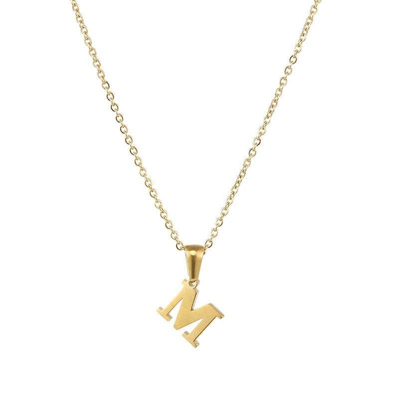 Fashionable 18k Gold Stainless Steel Mini Letter Necklace For Women Trendy Titanium Steel Pendant Necklace