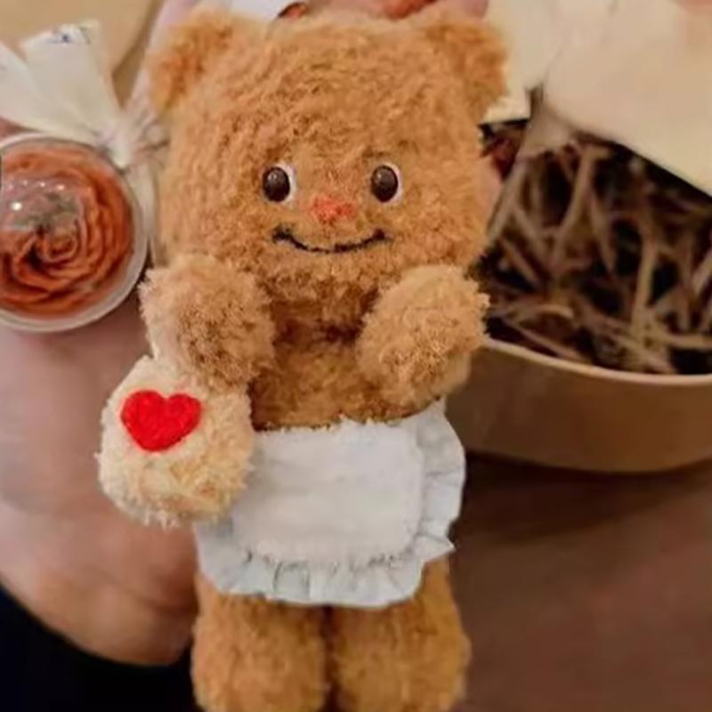 Cute Kawali Cartoon Butter Bear Plush Doll Pendant Keychain Bag Car Key Accessories Couple Girlfriend Birthday Toys For Girls