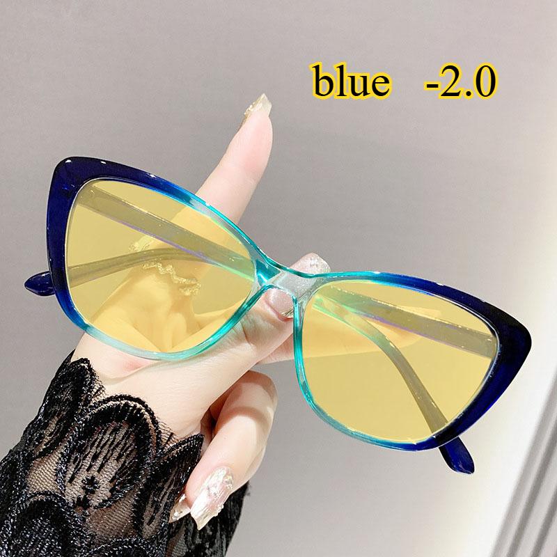 Fashion Night Vision Glasses Men Women Trendy Cat Eye Yellow Lens Myopia Glasses Vintage Near Sight Eyeglasses For Driving