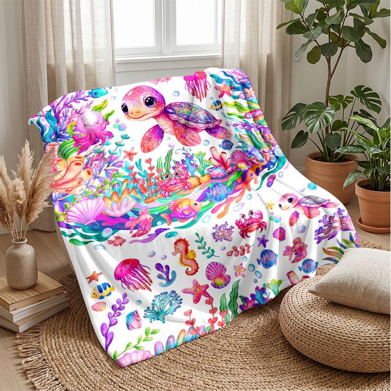 Underwater Fantasy World 4 Theme blanket Lightweight Warm Flannel Blanket Decorative Throw Blanket for Home Decoration
