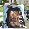 Hot Famous Movies Leon Jean Pattern Blanket Flannel Thin Blanket Portable Home Travel Office Lunch Break Blanket Birthday Gift