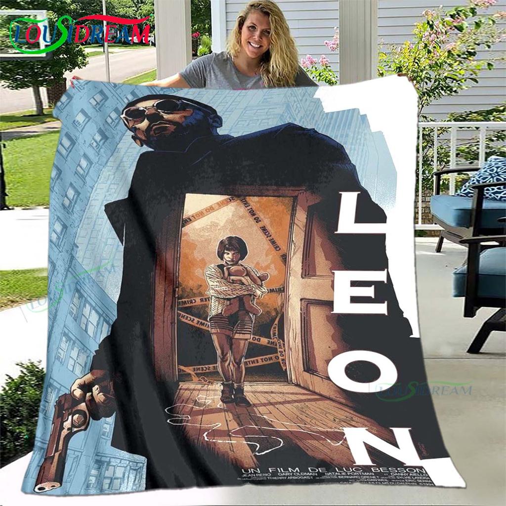 Hot Famous Movies Leon Jean Pattern Blanket Flannel Thin Blanket Portable Home Travel Office Lunch Break Blanket Birthday Gift