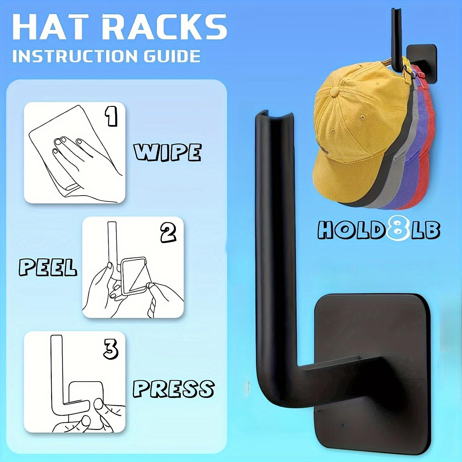 Baoswi Set di 12 supporti adesivi per cappelli da parete e porta, portacappellini da baseball, armadio e organizzatore di stoccaggio, gruccia resistente per camera da letto e manovra, senza fori