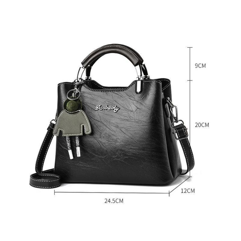 Upscale Women's Handbag with Pendant Temperament Retro Versatile Shoulder Messenger Bag Large Capacity Commuting Shoulder Bag