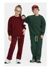 2026 Spring Terry 430g Kids Trendy Hoodie & Sweatpants Set - Casual Streetwear for Boys & Girls