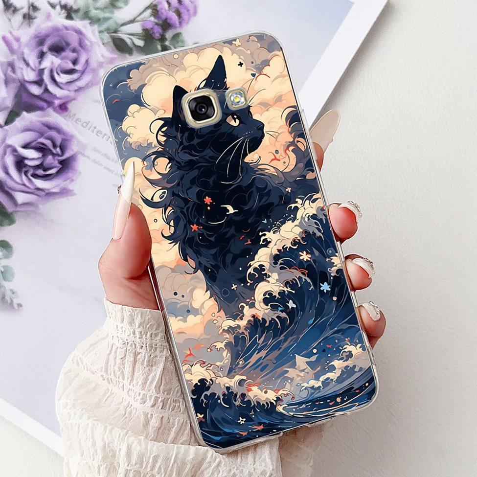 Clear For Samsung A5 2017 Case A520F Cute Cat Fashion Flower Funny Cool Painted Back Cover For Samsung Galaxy A5 2017 Phone Case