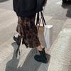 Autumn Vintage Print Summer Skirts Lace Up High Waist Long Midi Skirt Corduroy Midi Length Korean Elegant Office Streetwear Z339