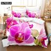 Pink Phalaenopsis Queen Bedding Set Girls Duvet Cover Bedroom Bed Set Comforter Cover Set King Size Duvet Cover Set Bedding Sets