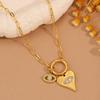 European and American Love Devil's Eye Diamond Necklace K Plated Real Gold Retro Collarbone Chain Light Luxury Eye Necklace