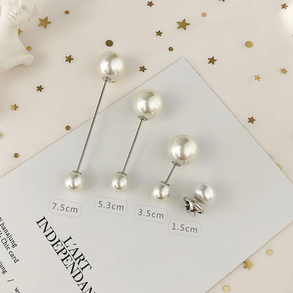 Fashion Prevent Wardrobe Malfunction Pearl Bead Diamante Brooch Collar Pin Set