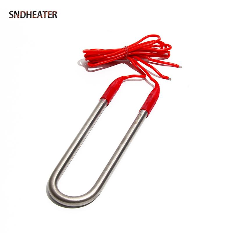 SNDHEATER 12V U Type Electic Immersion Heating Element 110MM Heater Resistance 50W 100W 150W 200W 1M Red Wire for Water Bucket