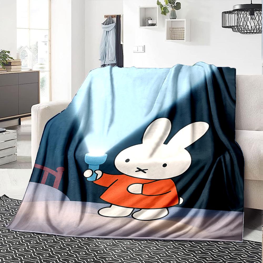 1pc Blanket - Miffy Print Design,Lightweight Blanket for Sofa,Bed- Soft &Warm,Gift for All Seasons