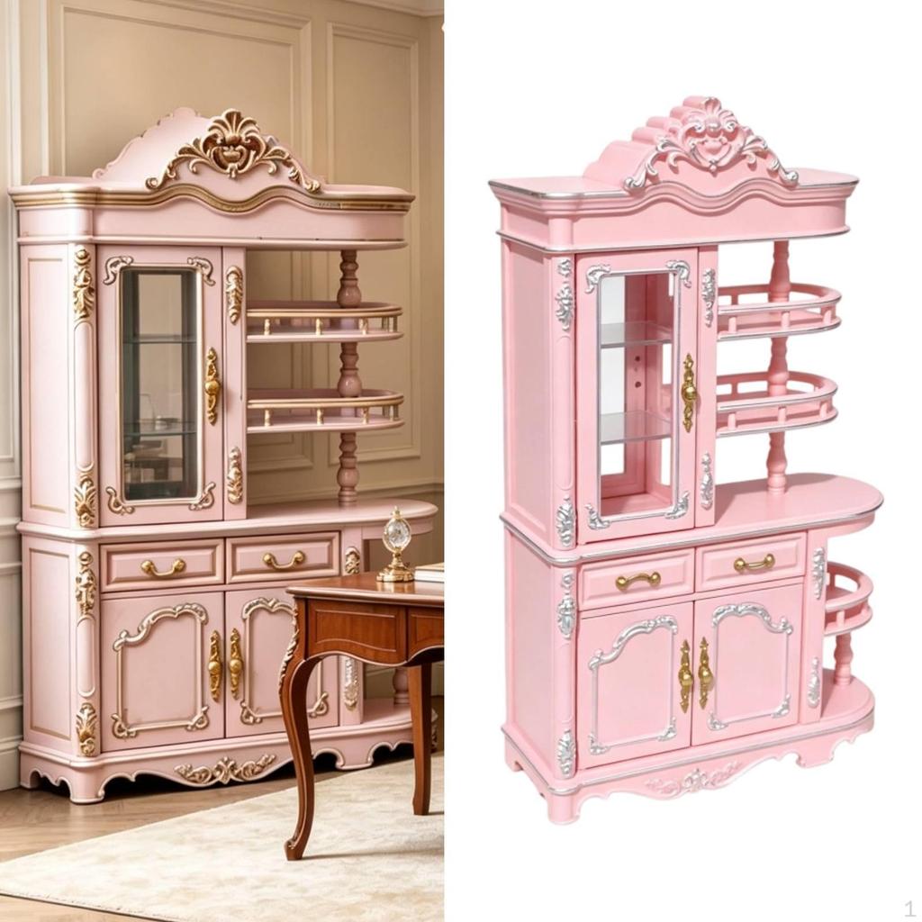 1/12 Dollhouse Miniature Cabinet Model Micro Scene Elegant Collection Decoration for DIY Living Room