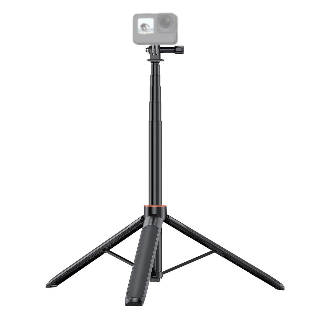 Selfie Stick Tripod for Action Camera 54 Inch Extendable 2-In-1 Aluminum Alloy Stand for Shooting