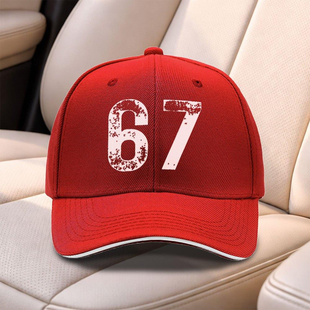 67 Number Print Sandwich Baseball Cap Adjustable Duckbill Cap For Men Women