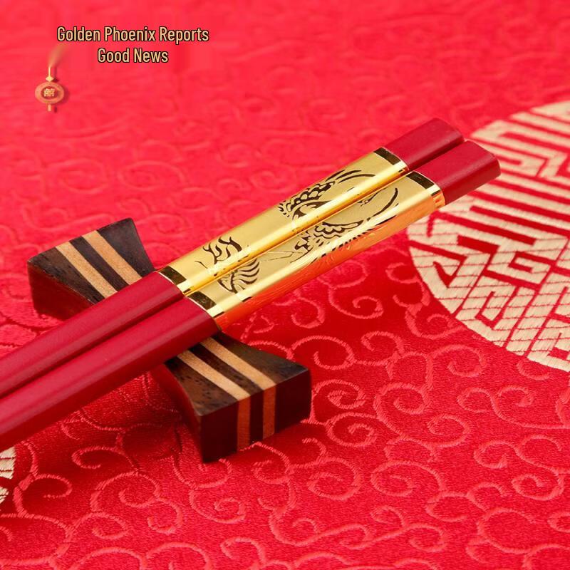 

Китайский свадебный набор палочек для еды «Золотой Феникс»