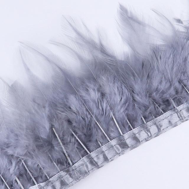 1Meter Natural Pheasant Chicken Feather Trims 10-15Cm Ribbon Sewing Feather For Craft Accessories Party Costume Plume Decoration