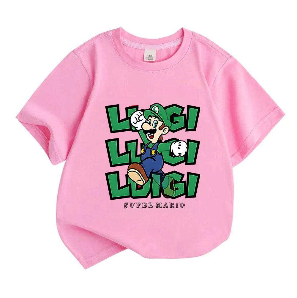 Kids Boys Girls Crew Neck Short Sleeve 100% Cotton T-shirt, Cute Cartoon Character Printed Casual Comfortable Tee for Daily Wear Home Outings, Breatha