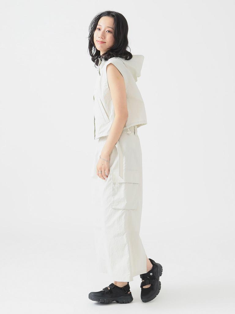 B:MING LIFE STORE by BEAMS Women's Water-Repellent Sleeveless Hoodie (S-M) IVORY M