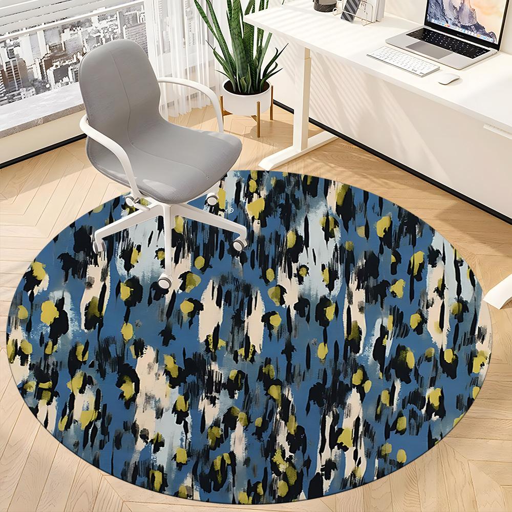 1pc Abstract Pattern Office Round Rug, Non-slip, Soft and Durable Office Rug for Interior Decoration, Perfect for Office, Decoration yy260204003