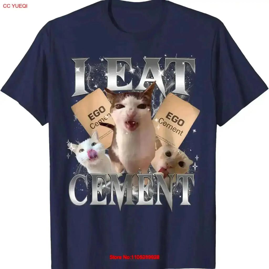 I Eat Cement Cursed Cat Funny Oddly Specific Dank Meme T Shirt vintage Washed streetwear fashion Slightly vintage Washed