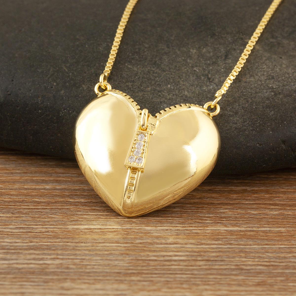 

Nidin Light Luxury 3 Styles Sparkling Zircon Heart Pendant Necklace Vintage Romantic Love Jewelry Gift For Women Girlfriend Wife