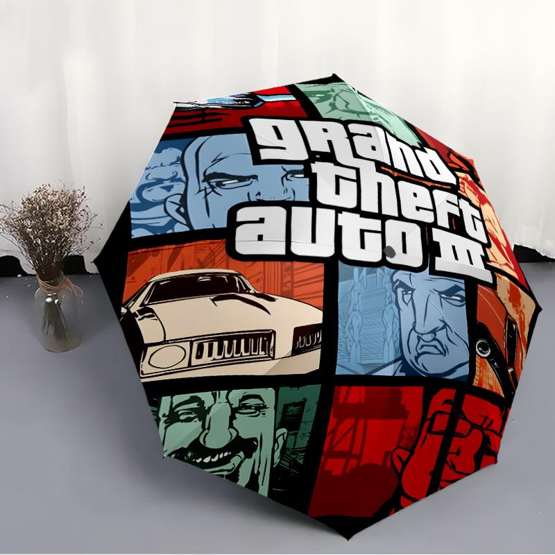 1pc GTA Umbrella, Sun Protection, And UV Shielding. It Has Eight Sturdy Ribs for Outdoor Use And Perfect As a Holiday Gift