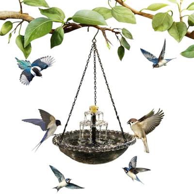 Hanging Solar Bird Bath Fountain Wildlife Feeder Bird Bath Bowl with Solar Powered Pump for Outdoor Garden Backyard Patio Lawn