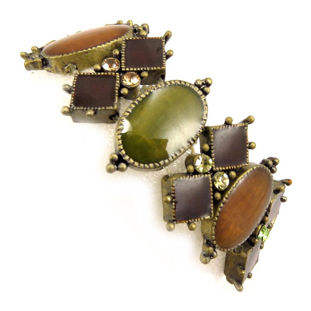 Les Trésors De Lily [D7765] - Bracelet Créateur 'Queen Kika' Marron Vert