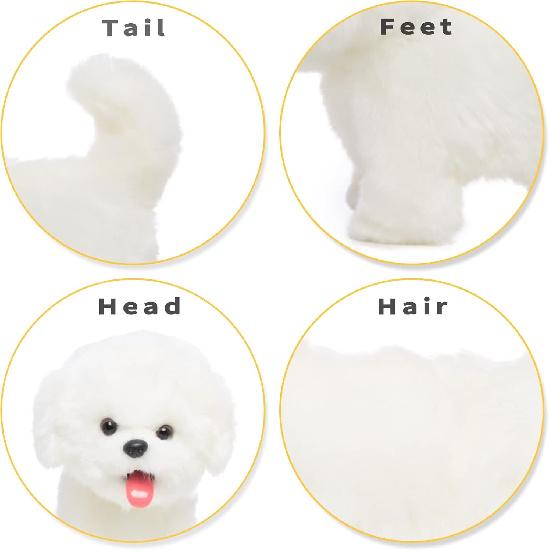Plush Interactive Maltese Simulation Dog- Puppy Dog Toy for Kids-with Walking, Barking, Wagging Tail & Talking- Robotic Present Pet Toy for Toddler