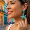 Ocean Series Enamel Starfish Earring for Women Exaggerated Colorful Rhinestone Starfish Earring Summer Holiday Charm Jewelry