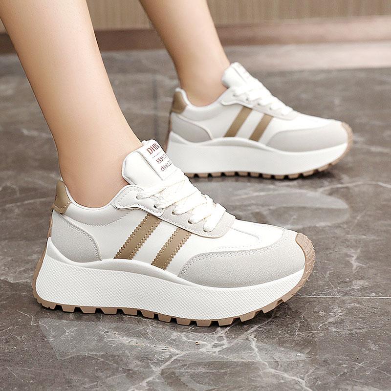 Women Sneakers Spring Thick Bottom Women Shoes 2025 Summer Casual Patchwork Leather Sneakers Femme Outdoor Casual Shoes Ladies