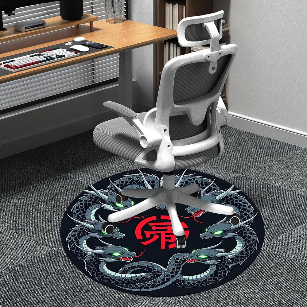 

1PC Dragon Symbol Office Round Rug, Non slip, Soft and Durable Office Rug for Interior Decoration, Perfect for Office 80cm