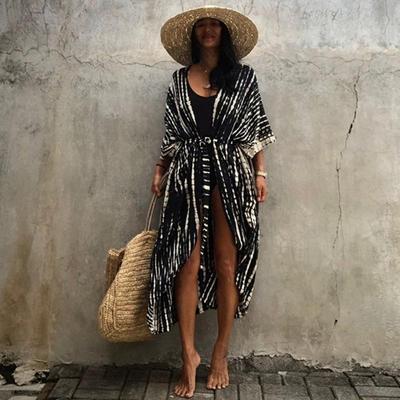 European & American Women's Tie-dye Swimsuit Cover-up: 17 Colors, Rayon Beachwear, Sun Protection for Holidays