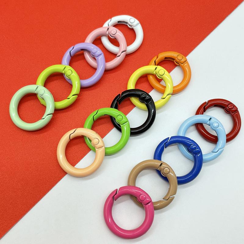 Yogodlns 10/50 Stück Metall-O-Ring, Federverschluss, zum Öffnen, rund, Karabiner, Schlüsselanhänger-Clips, DIY-Schmuck, Schnalle, Verbinder, Taschenzubehör, mehrere Farben