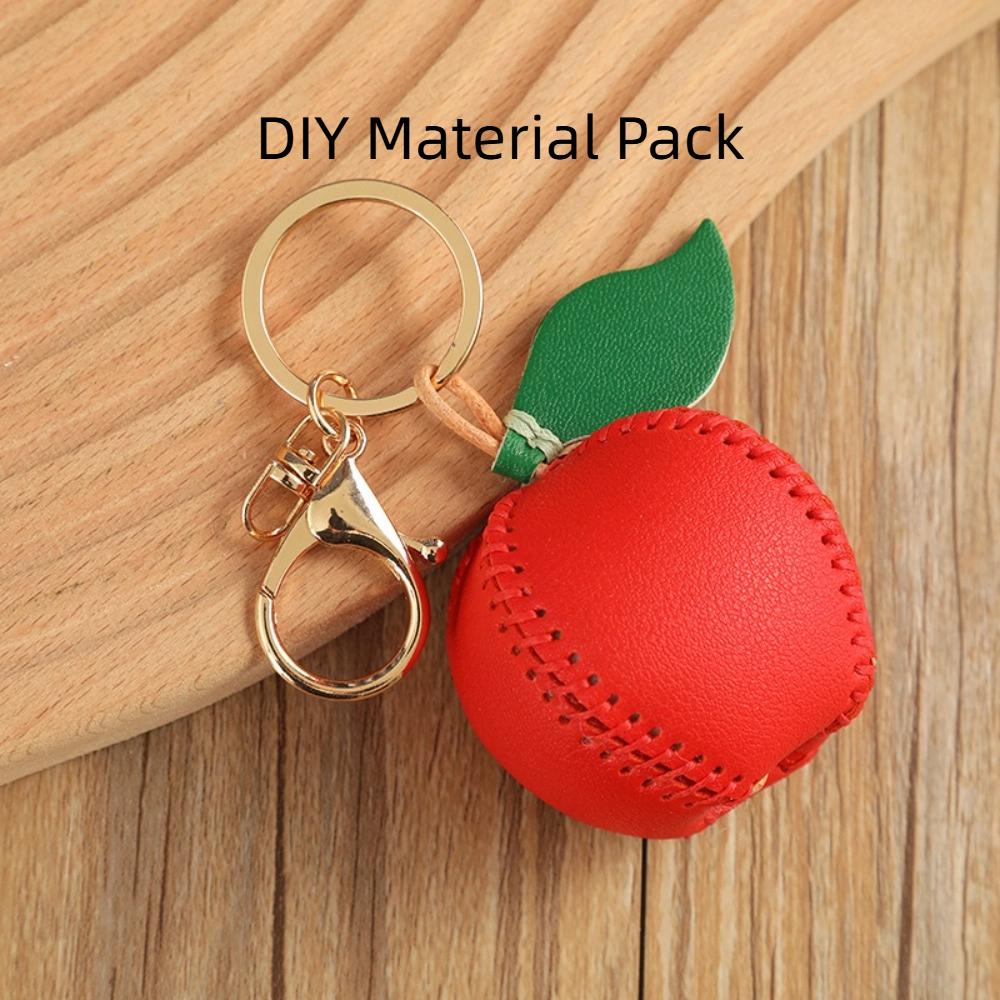Pear Fruit Bag Pendant Cute Leather Keychain Lovely DIY Material Package Keyring  Women