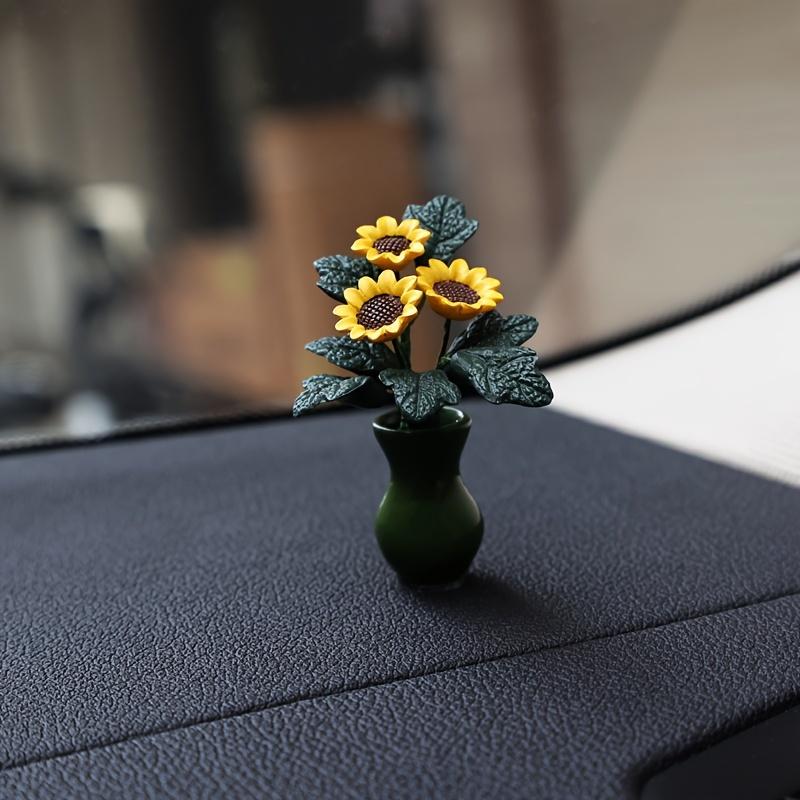 

Car Center Console Ornament, High-end New Car Ornament, Ceramic Mini Vase, Mini Sunflower Ornament, Car Interior Supplies, Car Creative Decorations Mini vase sunflower