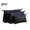Travel Accessory Pouch Set 3Pcs/Set Makeup Bags Waterproof Faux Leather Cosmetic Bag Portable Geometric Toiletry Bags for Skincare Brushes